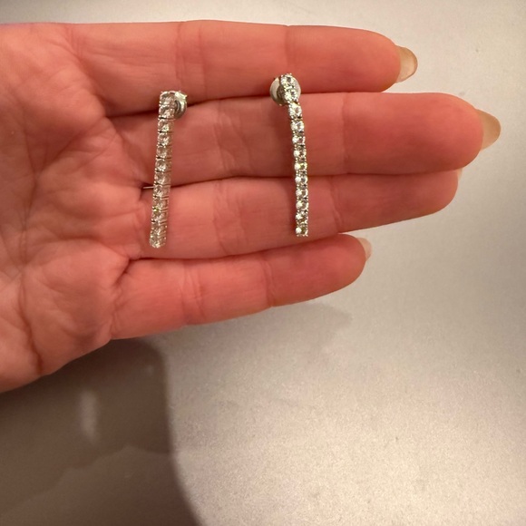 Aurate Lab Grown White Sapphire Tennis Earrings sterling silver - Picture 3 of 3